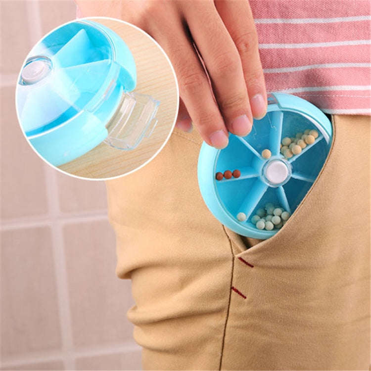 2 PCS Creative Multifunctional Round Portable Seven-grid Rotating Plastic Pill Box(Purple)
