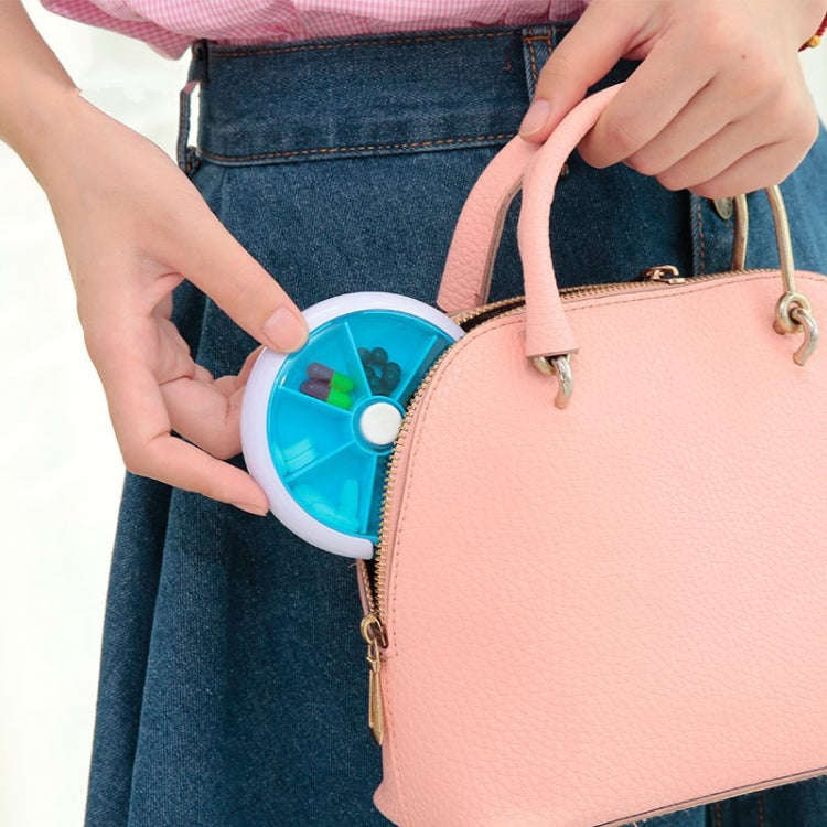 2 PCS Creative Multifunctional Round Portable Seven-grid Rotating Plastic Pill Box(Purple)
