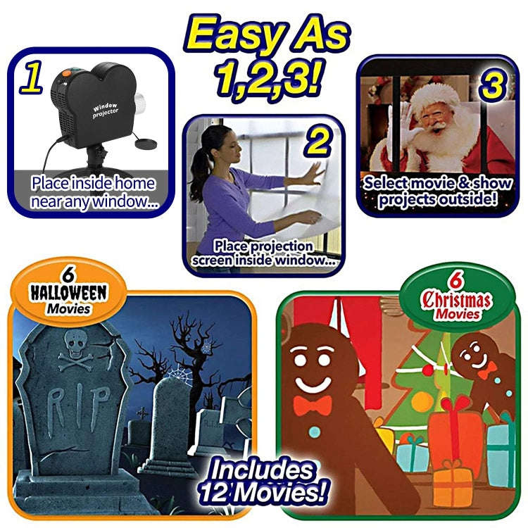 Christmas Halloween Laser Projector Mini Window Home Theater Projector, Plug Type:EU Plug