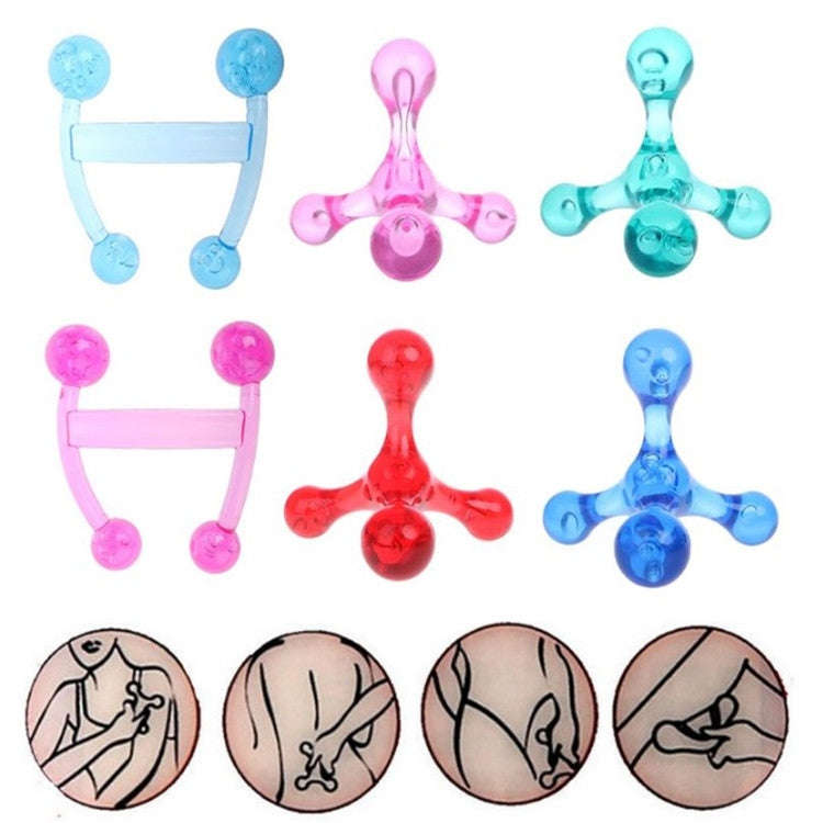 Frog Type Massager Manual Balance Four Ball Massager Waist Massage Ball, Color:Four-ball Blue