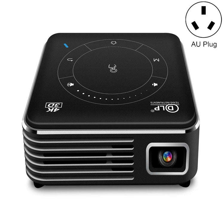 P11 4K HD DLP Mini 3D Projector 4G + 32G Smart Micro Convenient Projector, Style:AU Plug(Black)