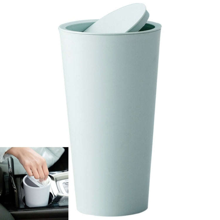 Desktop Plastic Rocker Cover Car Storage Round Barrel Car Tissue Trash Can(Green)