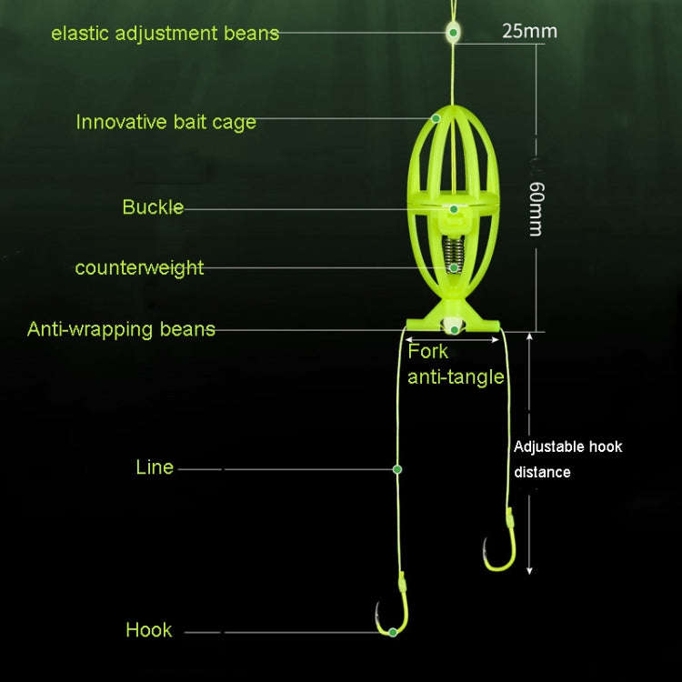 Double Hooks ISEAMA Explosive Hook Bighead Carp Feeder for Hand Rod & Throwing Rod, Size: 8