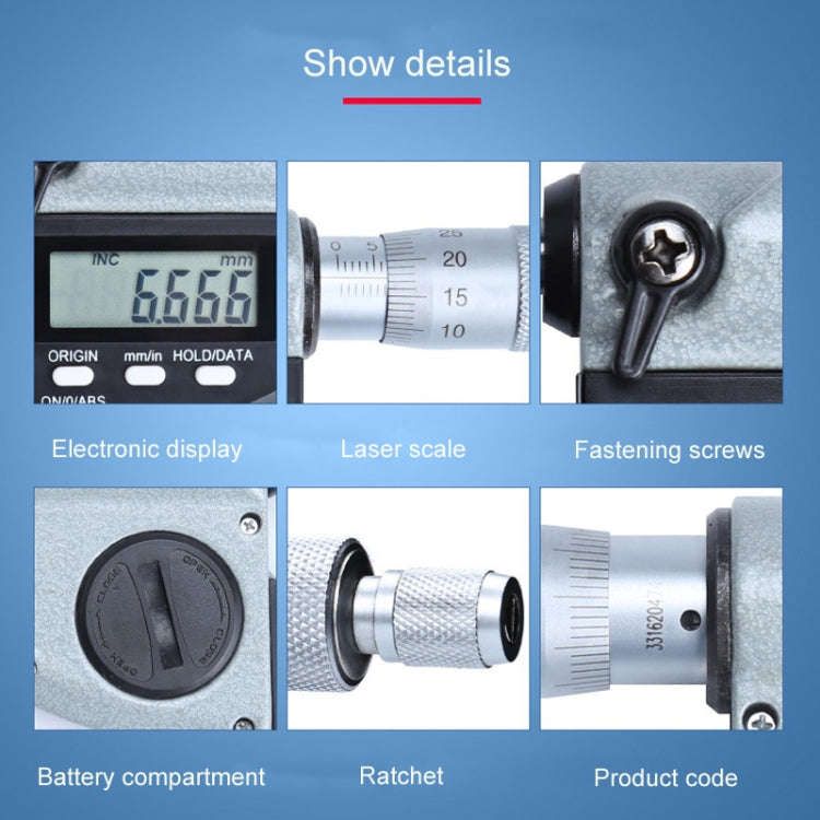Digital Display Outer Diameter Micrometer 0.001mm High Precision Electronic Spiral Micrometer Thi...