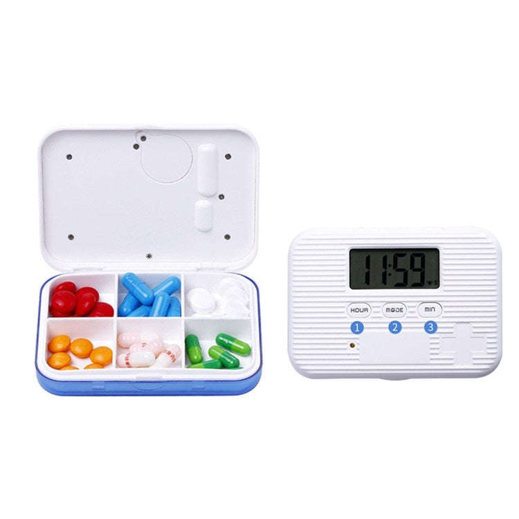 Regular Reminder Compartment Electronic Pill Box 6 Grid Electronic Version Mini Sealed Pill Box(B...