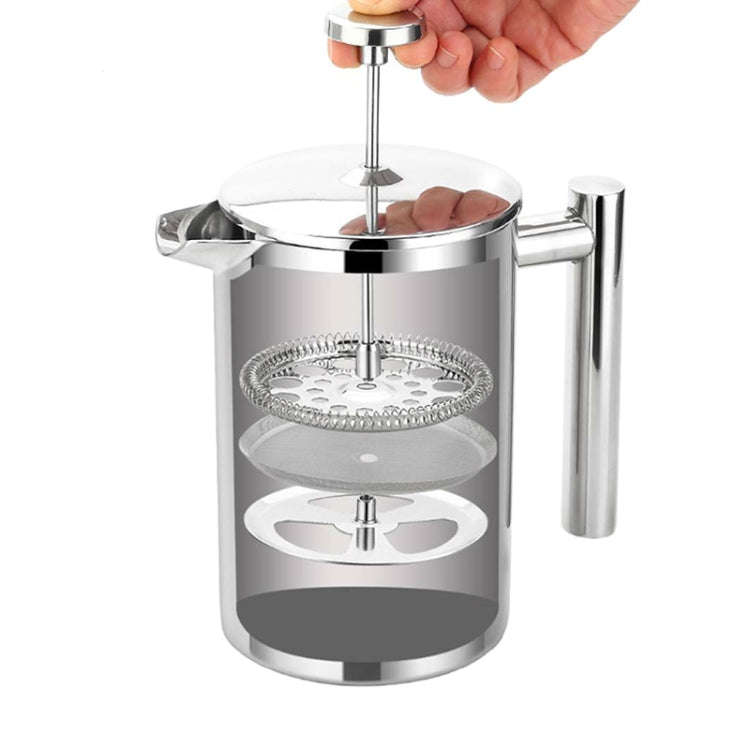304 Stainless Steel French Pressure Coffee Pot Hand Made Tea Pot, Capacity:350ml