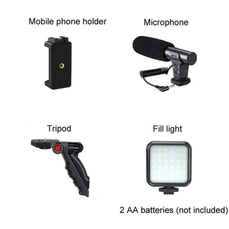 KIT-01LM 3 in 1 Video Shooting LED Light Portable Tripod Live Microphone, Specification:Battery M...