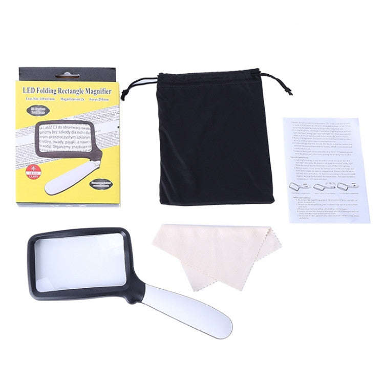 2X Handheld Folding Five LED Lights For Elderly People Reading Newspapers HD Acrylic Optical Lens...