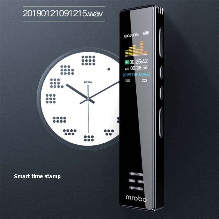 MROBO A10 Professional Voice Recorder HD Noise Reduction Student MP3 Color Screen Player, Capacit...