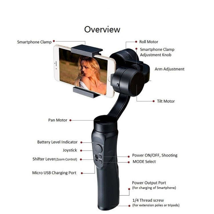 H4 Three-axis Handheld Gimbal Stabilizer For Shooting Stable, Anti-shake Balance Camera Live Support
