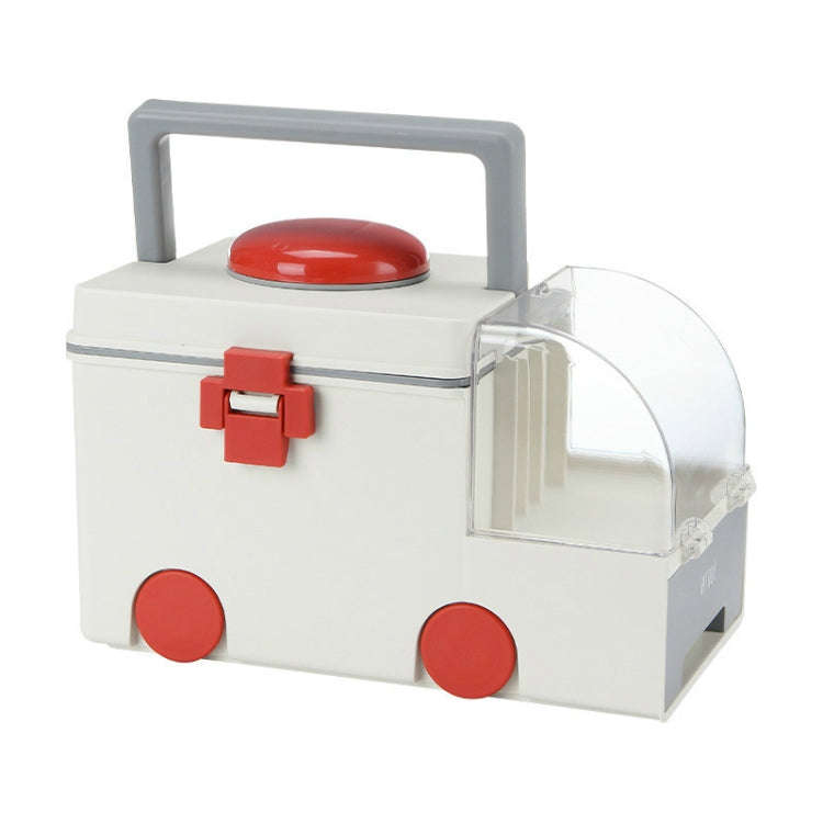 Ambulance First Aid Box Family Medicine Box Household Large Double-layer Medicine Box(White)
