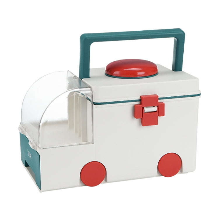 Ambulance First Aid Box Family Medicine Box Household Large Double-layer Medicine Box(Green)