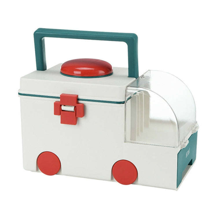 Ambulance First Aid Box Family Medicine Box Household Large Double-layer Medicine Box(Green)