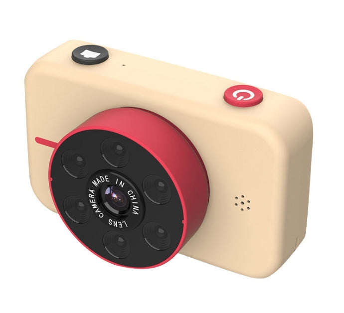4K HD Mini Children Camera Front and Rear Dual Camera 50 Million Pixel Digital Camera(Apricot)
