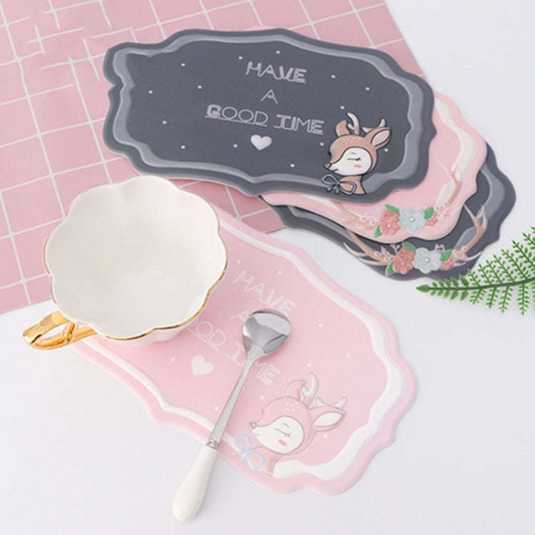 2 PCS Car Interior Decoration Anti-slip Mat PVC Soft Rubber Coaster Placemat(Time Powder)