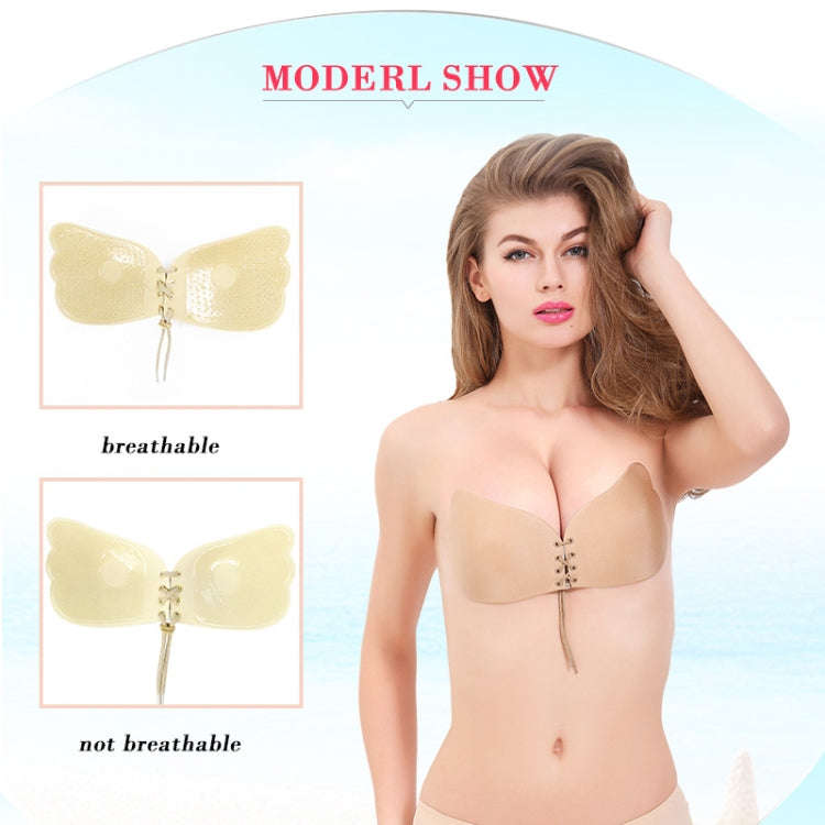 Women Self-Adhesive Strapless Bandage Blackless Solid Bra Silicone Underwear Invisible Bra, Size:...