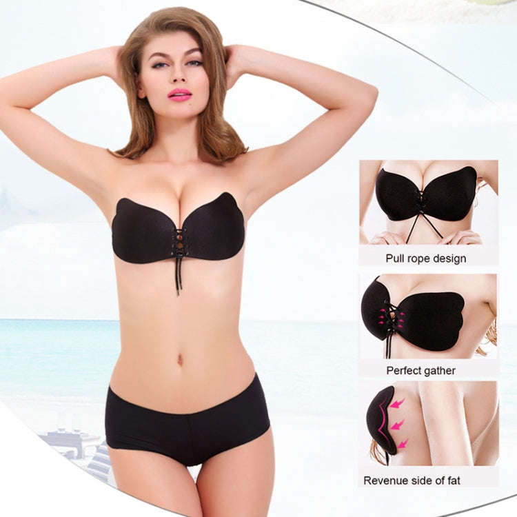 Women Self-Adhesive Strapless Bandage Blackless Solid Bra Silicone Underwear Invisible Bra, Size:...