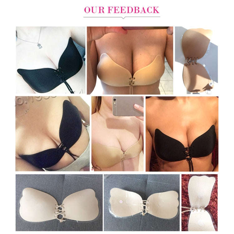 Women Self-Adhesive Strapless Bandage Blackless Solid Bra Silicone Underwear Invisible Bra, Size:...