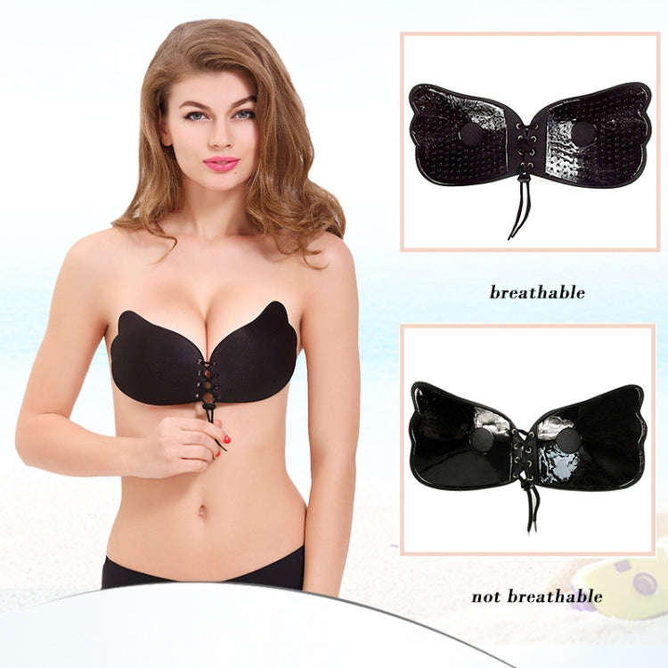 Women Self-Adhesive Strapless Bandage Blackless Solid Bra Silicone Underwear Invisible Bra, Size:...
