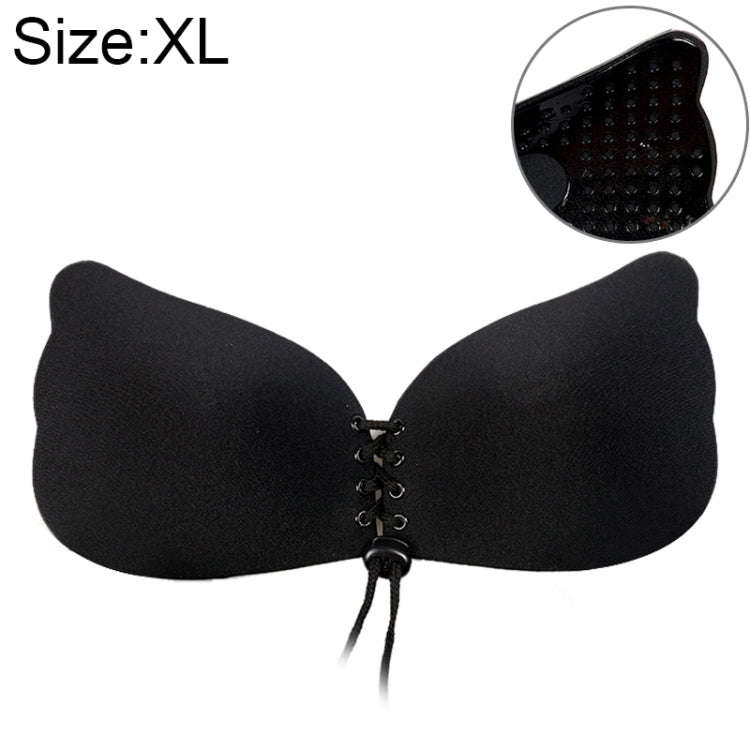 Women Self-Adhesive Strapless Bandage Blackless Solid Bra Silicone Underwear Invisible Bra, Size:...