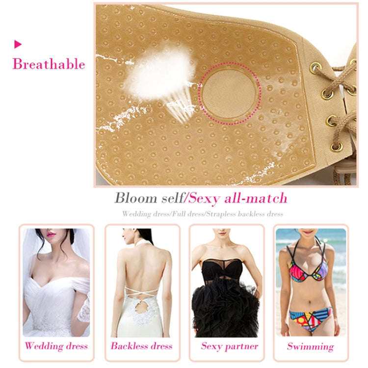 Women Self-Adhesive Strapless Bandage Blackless Solid Bra Silicone Underwear Invisible Bra, Size:...