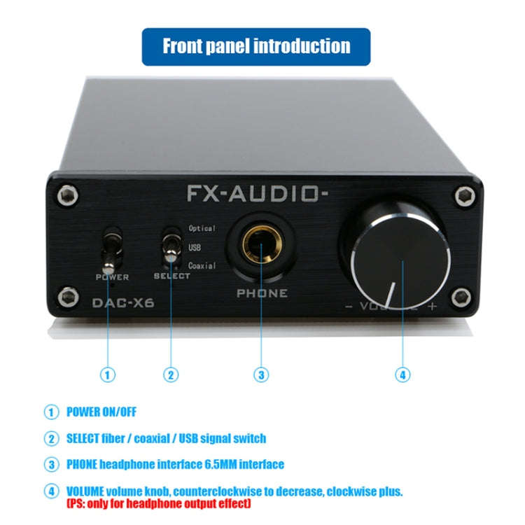 FX-AUDIO DAC-X6 Fever HiFi Fiber Coaxial USB Amp Digital Audio DAC Decoder 24BIT/192(Silver)