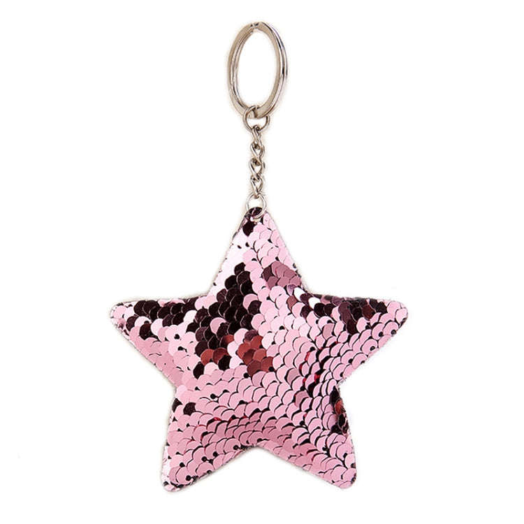 2 PCS Cute Chaveiro Star Keychain Glitter Pompom Sequins Key Chain Gifts for Women Llaveros Mujer...