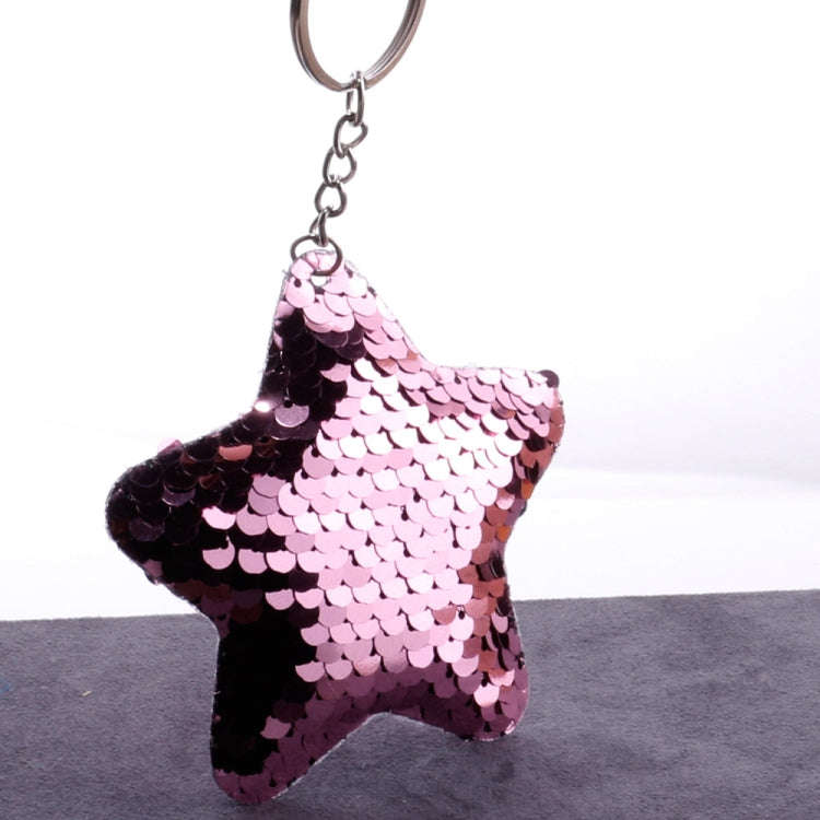 2 PCS Cute Chaveiro Star Keychain Glitter Pompom Sequins Key Chain Gifts for Women Llaveros Mujer...
