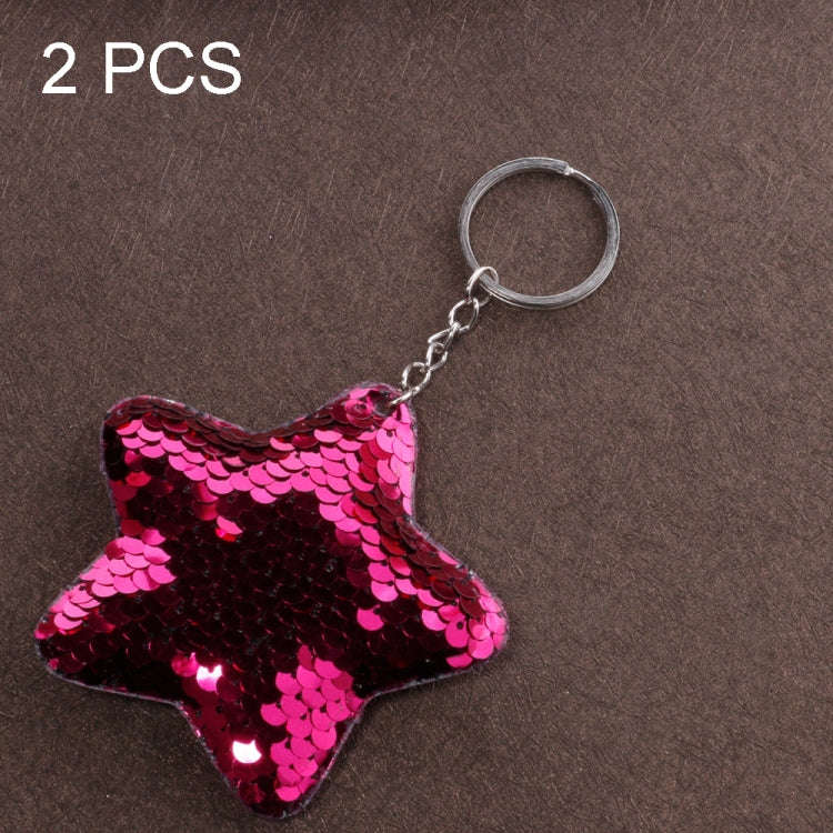 2 PCS Cute Chaveiro Star Keychain Glitter Pompom Sequins Key Chain Gifts for Women Llaveros Mujer...