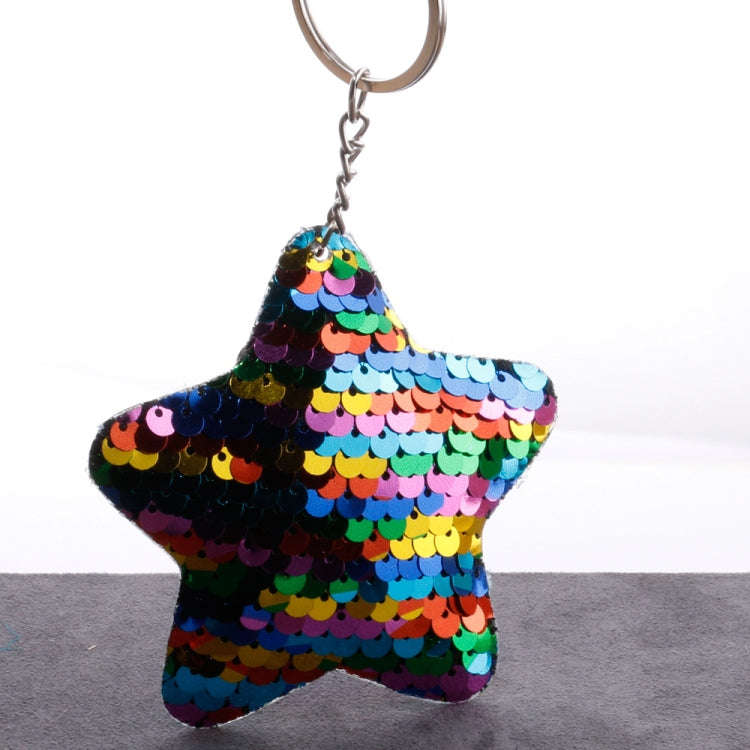 2 PCS Cute Chaveiro Star Keychain Glitter Pompom Sequins Key Chain Gifts for Women Llaveros Mujer...