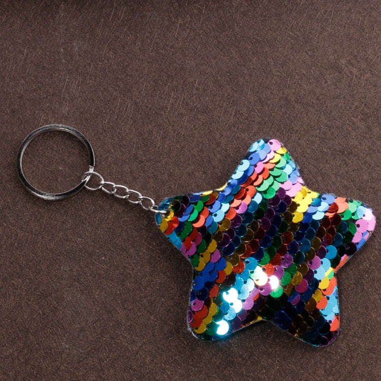 2 PCS Cute Chaveiro Star Keychain Glitter Pompom Sequins Key Chain Gifts for Women Llaveros Mujer...