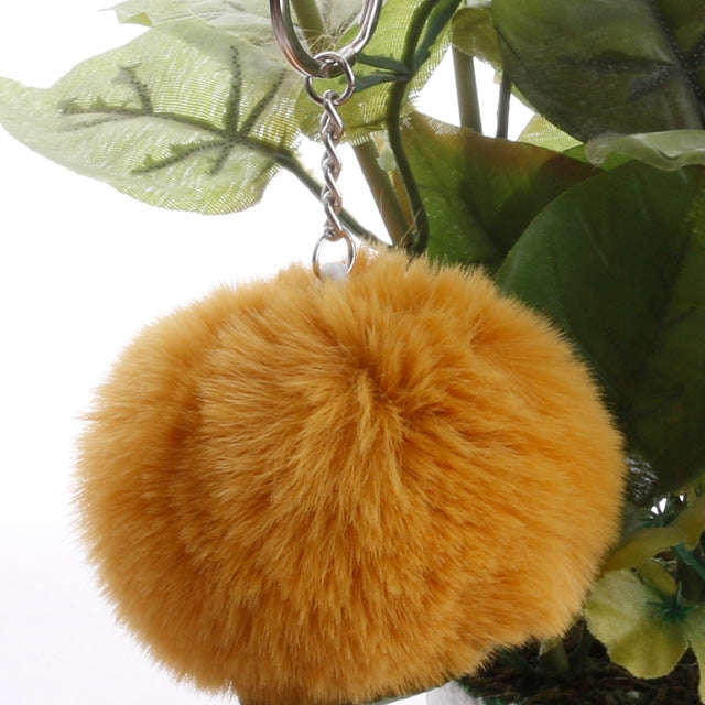 Simple Key Chain Fur Ball Pompon Keychain Pompom Artificial Rabbit Fur Animal Keychains for Woman...