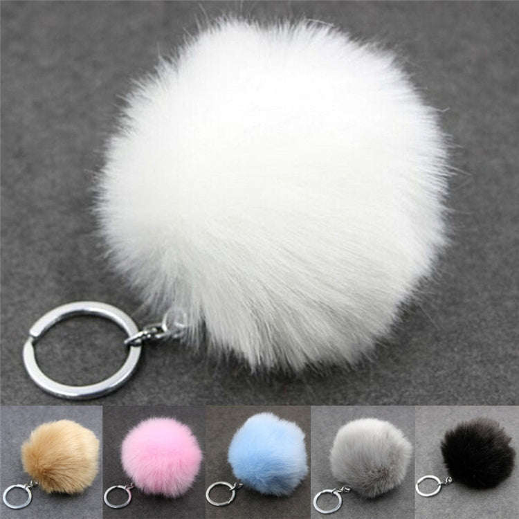 Simple Key Chain Fur Ball Pompon Keychain Pompom Artificial Rabbit Fur Animal Keychains for Woman...