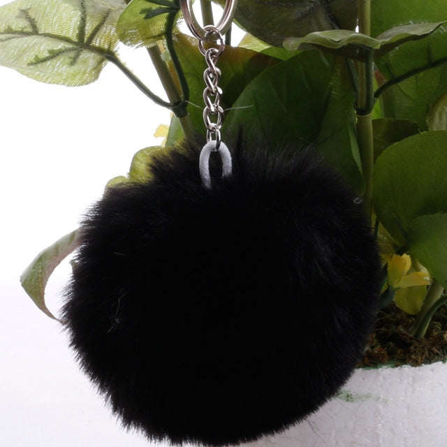 Simple Key Chain Fur Ball Pompon Keychain Pompom Artificial Rabbit Fur Animal Keychains for Woman...