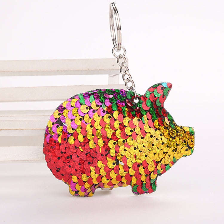 2PCS Cute Chaveiro Pig Keychain Glitter Pompom Sequins Key Chain Gifts for Women Llaveros Mujer C...