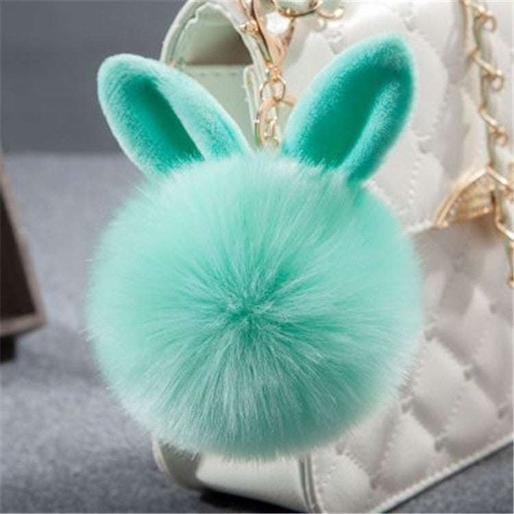 Fur Pom Keychains Fake Rabbit Fur Ball Keychain(green)