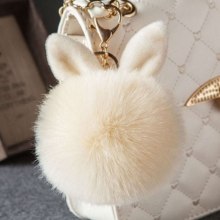 Fur Pom Keychains Fake Rabbit Fur Ball Keychain(creamy-white)