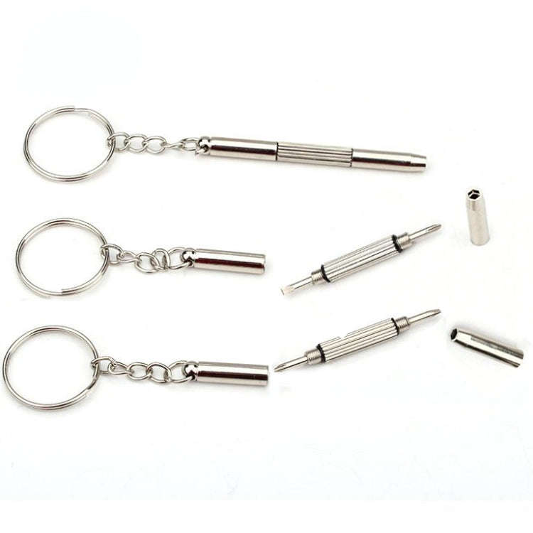 Multifunctional Keychain Repair Tool Screwdriver Portable Mini Multi Tool Key Ring(Silver)