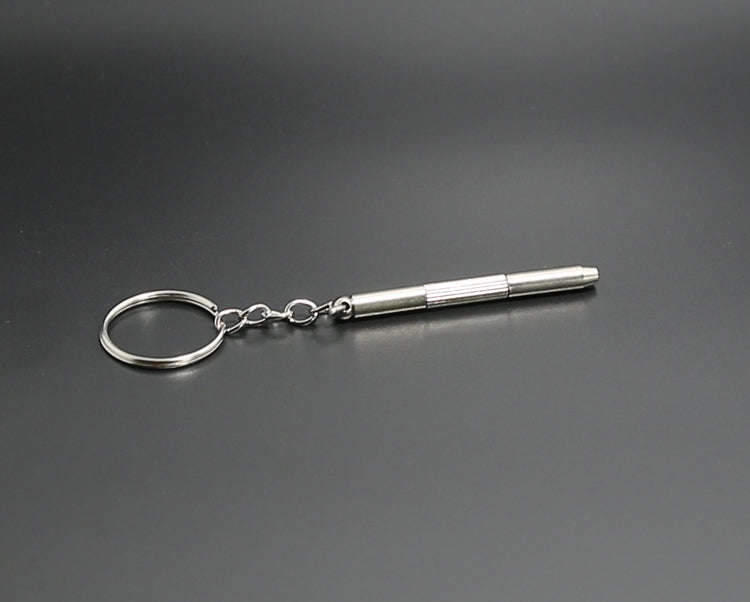 Multifunctional Keychain Repair Tool Screwdriver Portable Mini Multi Tool Key Ring(Silver)