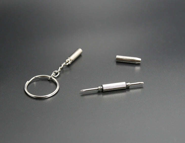 Multifunctional Keychain Repair Tool Screwdriver Portable Mini Multi Tool Key Ring(Silver)