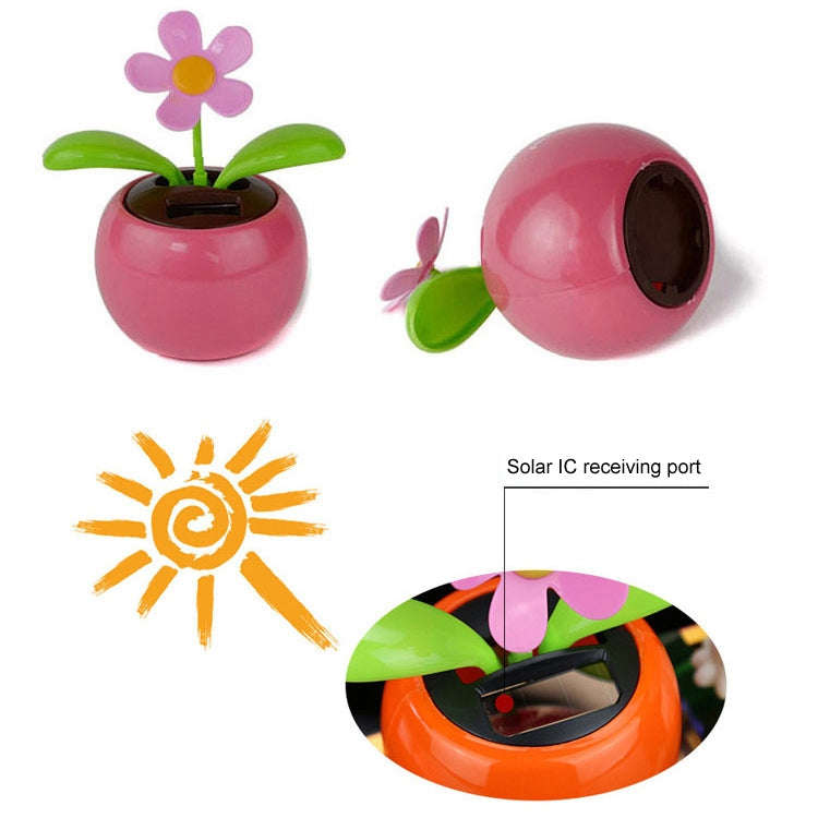 Solar Toy Mini Dancing Flower Sunflower Great as Gift or Car Decoration, Color Random for Delivery