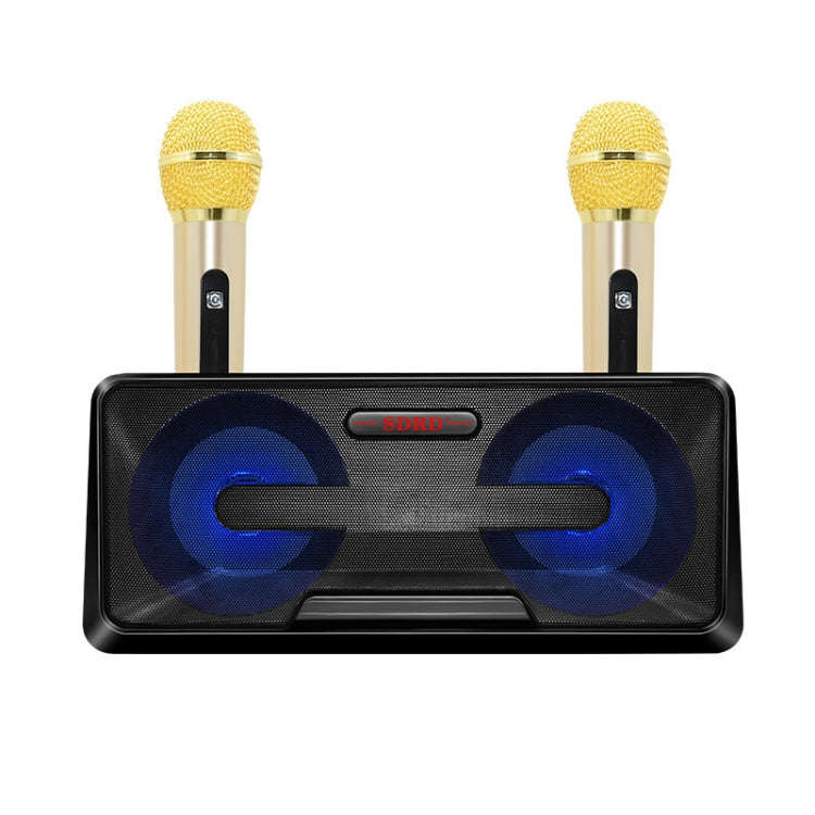 SDRD SD-301 2 in 1 Family KTV Portable Wireless Live Dual Microphone + Bluetooth Speaker(Black)