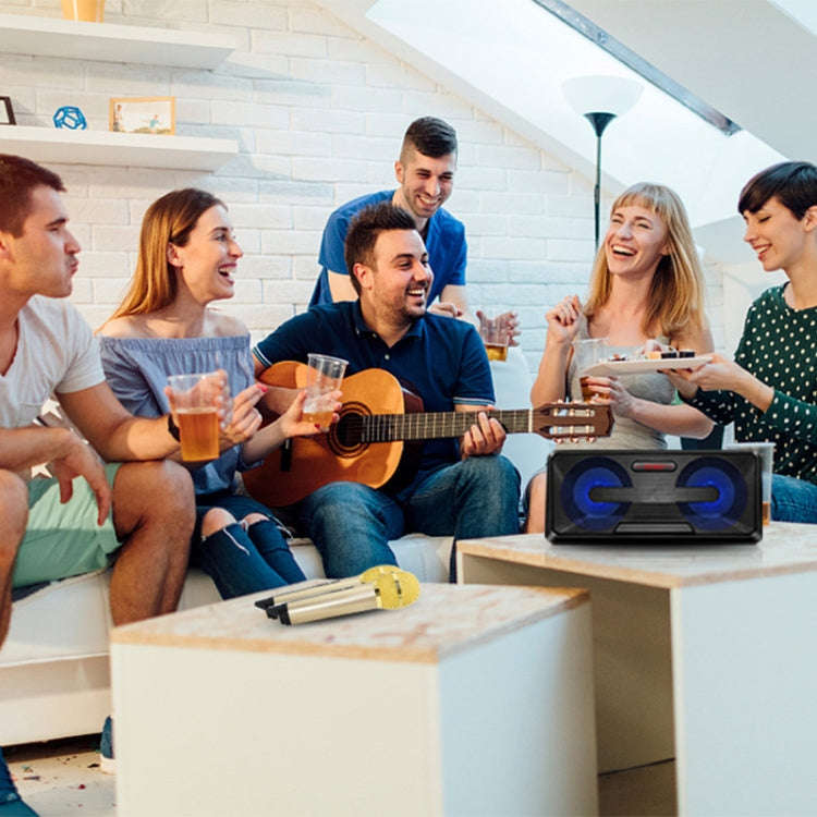 SDRD SD-301 2 in 1 Family KTV Portable Wireless Live Dual Microphone + Bluetooth Speaker(Black)