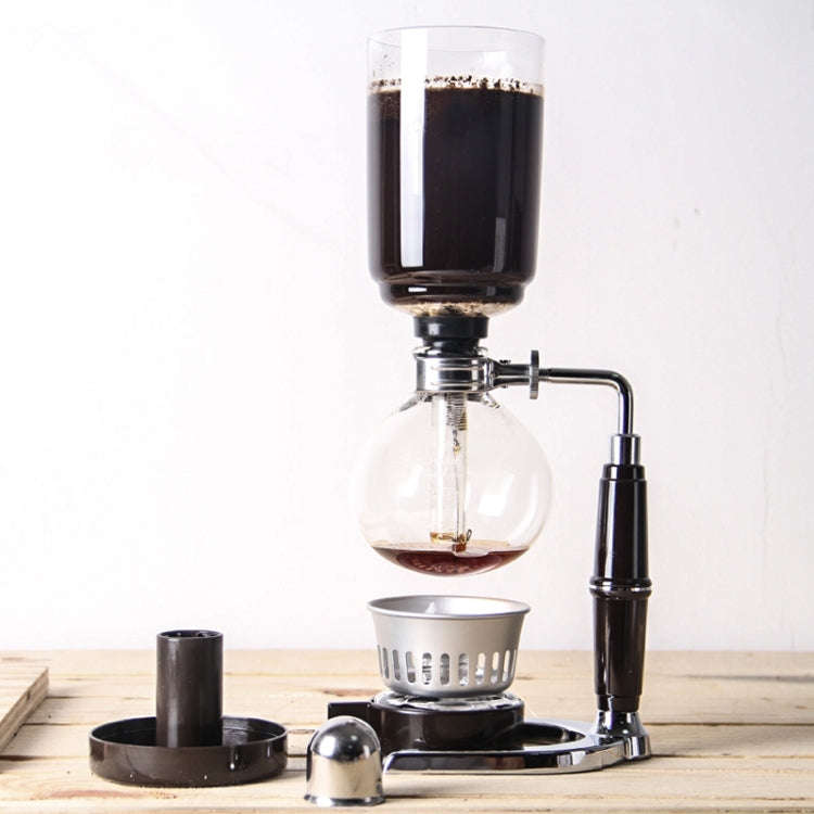 Classic Siphon Coffee Pot Black Handle Glass Syphon Pot for 5 People, Size:37.5x11.3cm(Black)