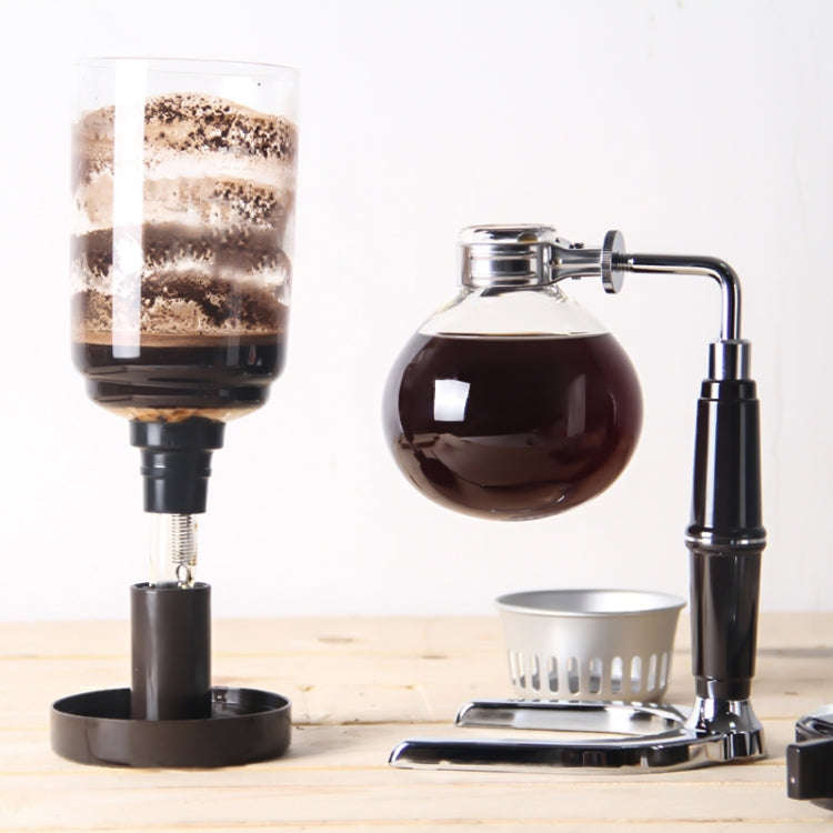 Classic Siphon Coffee Pot Black Handle Glass Syphon Pot for 5 People, Size:37.5x11.3cm(Black)