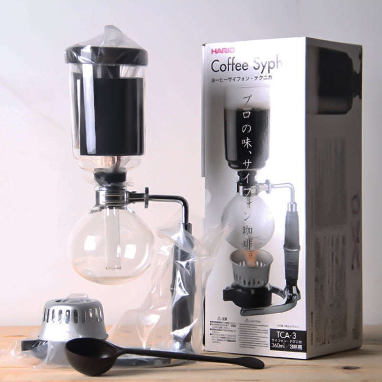 Classic Siphon Coffee Pot Black Handle Glass Syphon Pot for 5 People, Size:37.5x11.3cm(Black)