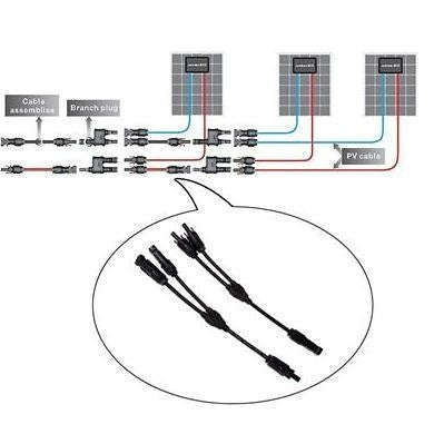 1 Pair MC4 Branch Y Adapter Connectors M/M/F and F/F/M for Solar Panels Cable(mc4)