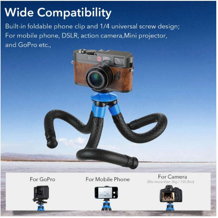 APEXEL APL-JJ07 Portable Hose Octopus Mini Mobile Phone Gopro Camera Selfie Live Stand(Blue Black)
