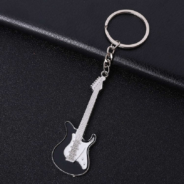 2 PCS Creative Guitar Keychain Metal Musical Instrument Pendant(Black)