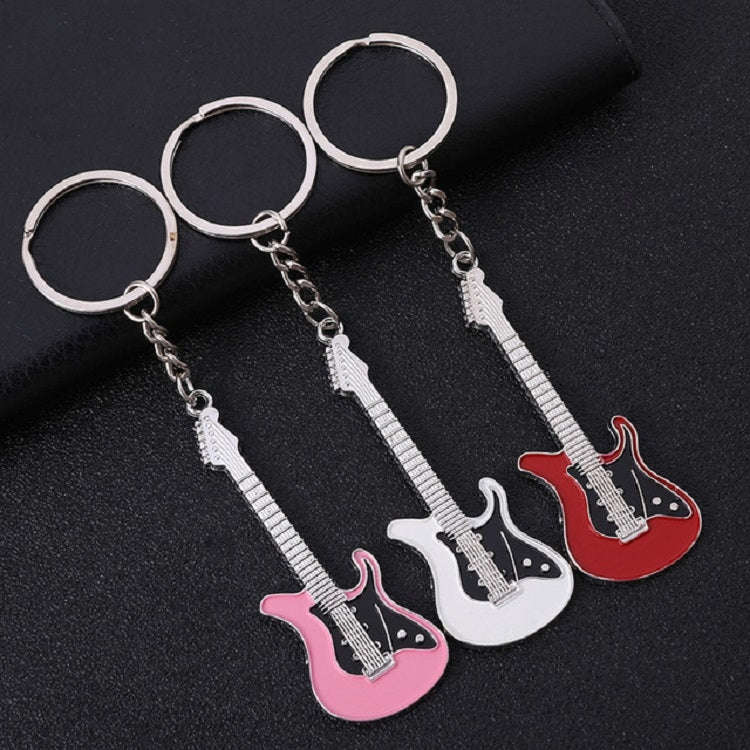 2 PCS Creative Guitar Keychain Metal Musical Instrument Pendant(Red)